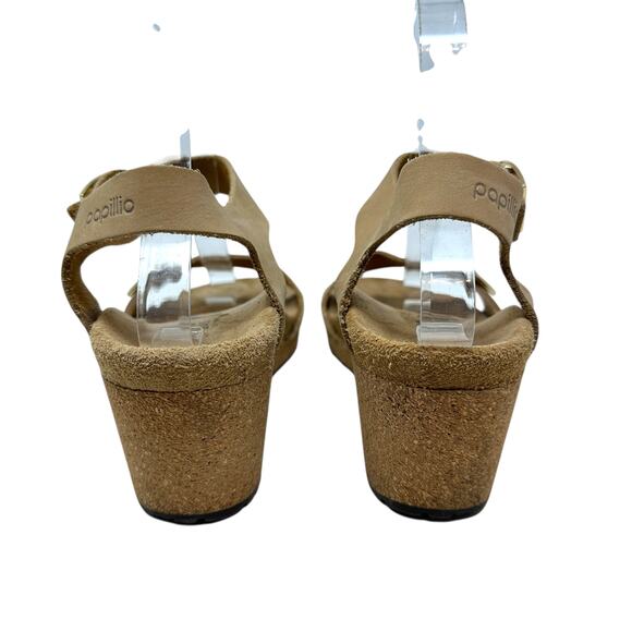 Birkenstock Papillio Soley Wedge‎ Sandals Nubuck Leather Beige Tan 38 US 7 7.5 - Picture 10 of 14